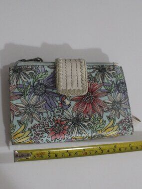 Sakroots Pastel Floral Snap-Tab Wallet with Crochet Trim